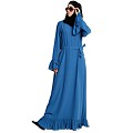 Casual frilled abaya- French Blue Casual frilled abaya- French Blue